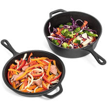 3 Quart Cast Iron Combo Cooker. Pre-seasoned Cast Iron Skillet, Dutch Oven, and Convertible Skillet/Griddle Lid